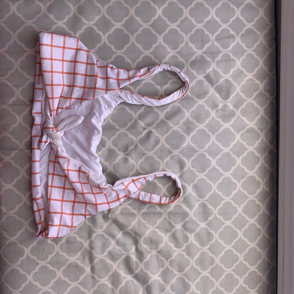 RVCA grid two way bikini top in orange check